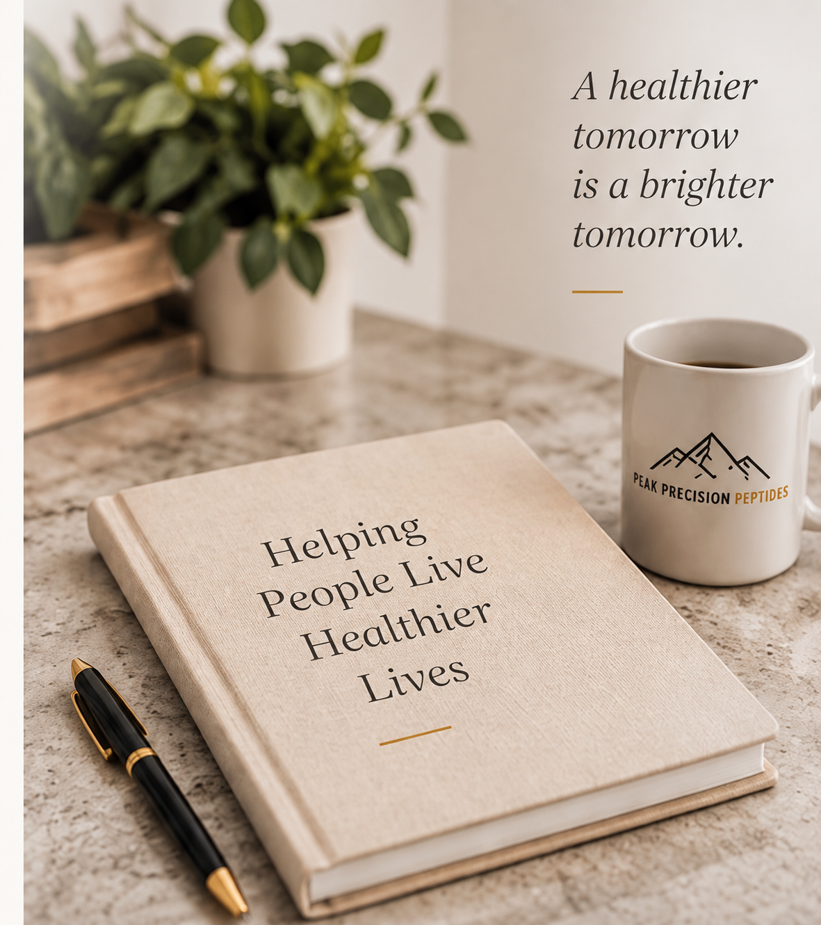 Branded book image reading Helping People Live Healthier Lives