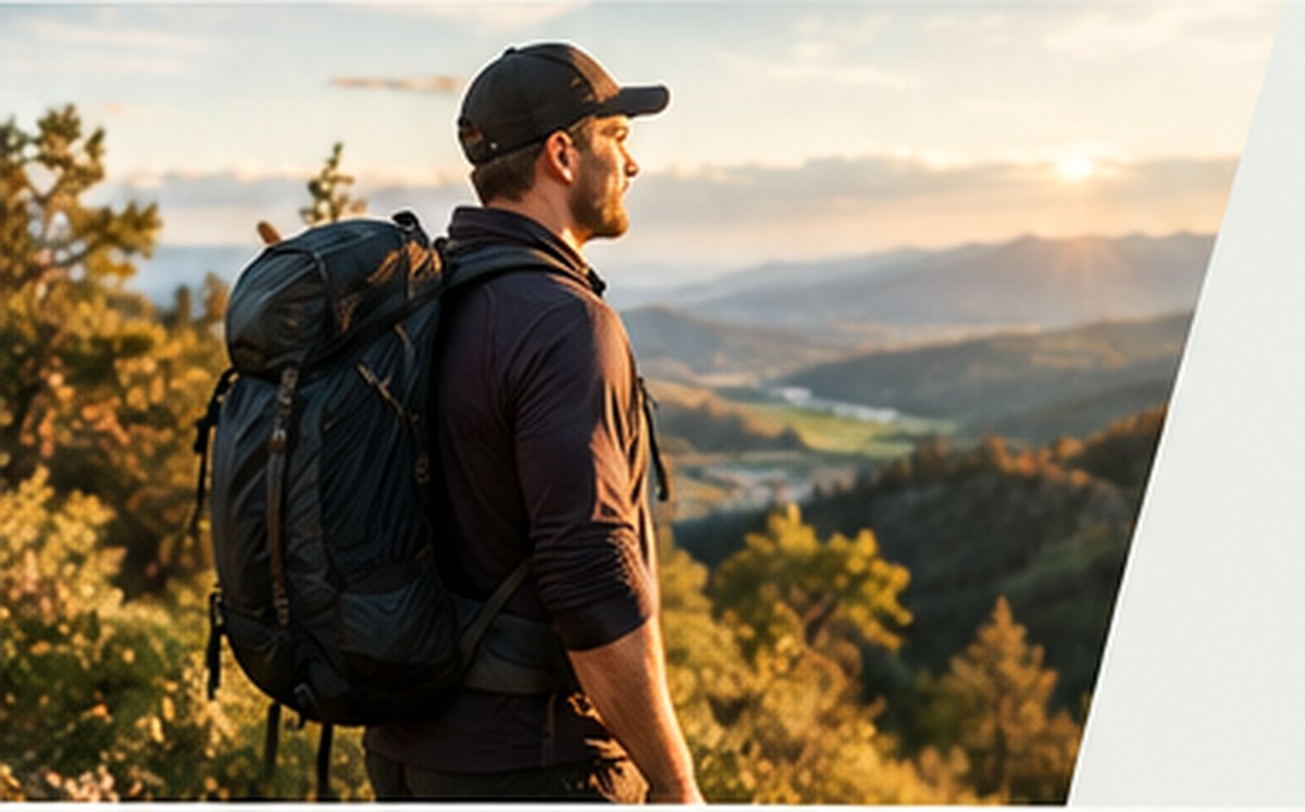 Adult hiking in a mountain landscape
